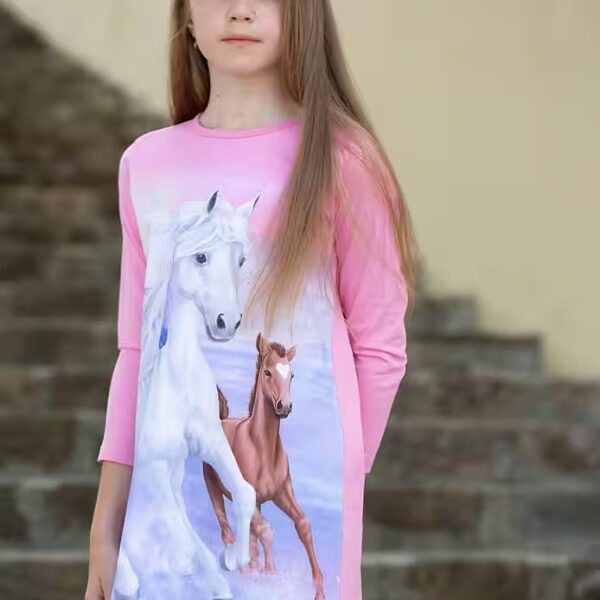 Sweat dress unicorn mid-thigh, girlish style