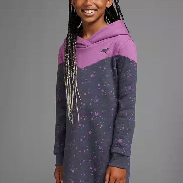 Sweat dress with sweet all-over print in colorblocking design