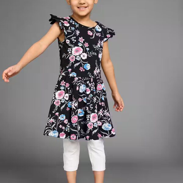 Jersey dress shirt dress in a trendy all-over pattern with wing sleeves