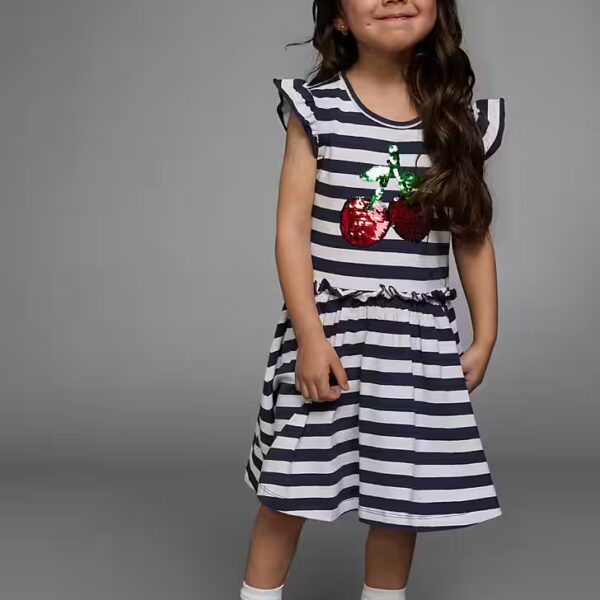 Little girls' sequin jersey dress festive, knee-free, playful, made of cotton blend