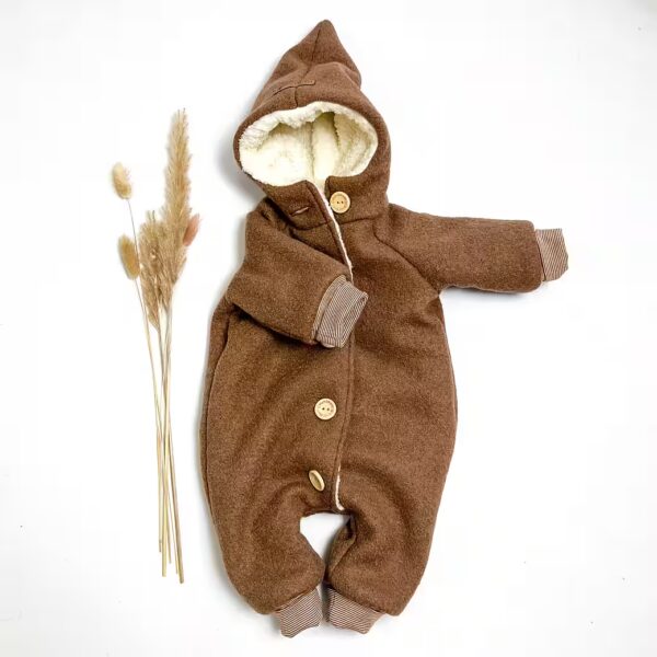 Snow jumpsuit walkoverall wool jumpsuit camel natural virgin wool inside with teddy fabric