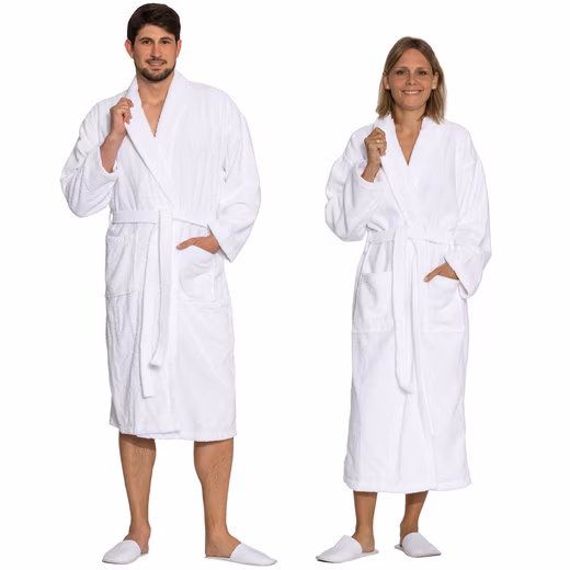 Unisex bathrobe 100% cotton, shawl collar, belt, 100% cotton, from the hotel linen specialist, S-6XL
