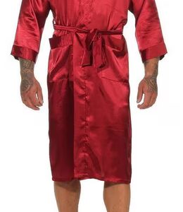 Men's Dressing Gown Robe Bathrobe Satin, ML XL 2XL