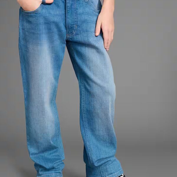 Loose-fit jeans with wide legs with logo embroidery
