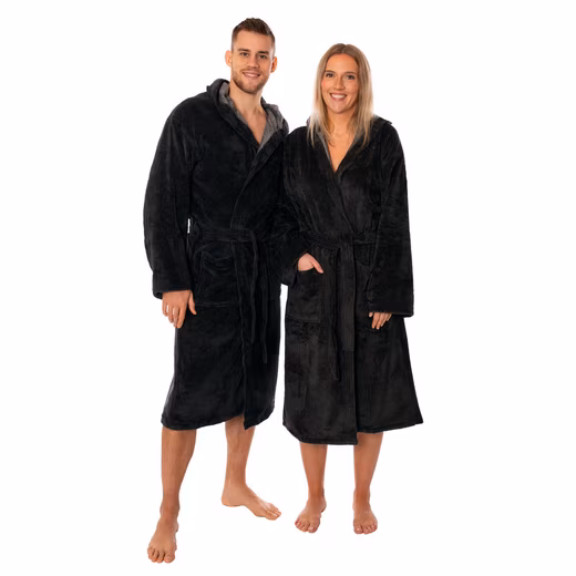 Bathrobe Madrid Made from 100% bamboo viscose, sustainable, lint-free, easy-care, skin-friendly and absorbent, soft velour belt, cuddly soft bathrobe in premium quality with hood & pockets
