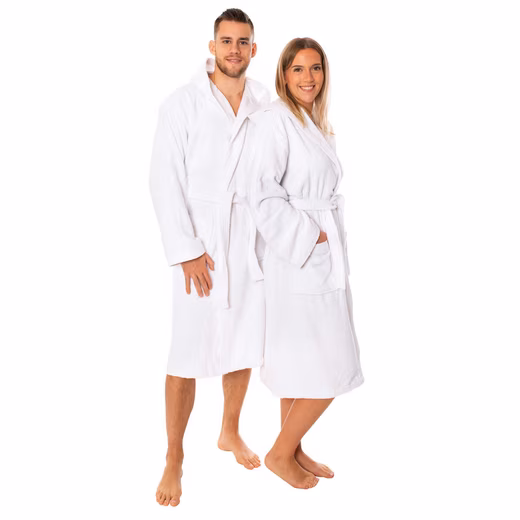 Bathrobe Mexico Long, premium dressing gown made of 100% cotton, with hood, high binding belt, soft & absorbent - spa feeling for home
