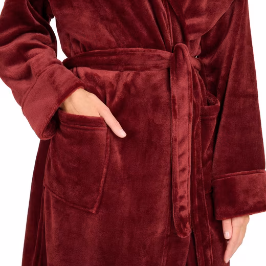 Bathrobe Bathrobe women and men - cuddly soft fleece bathrobe with hood & front pocket - Image 3