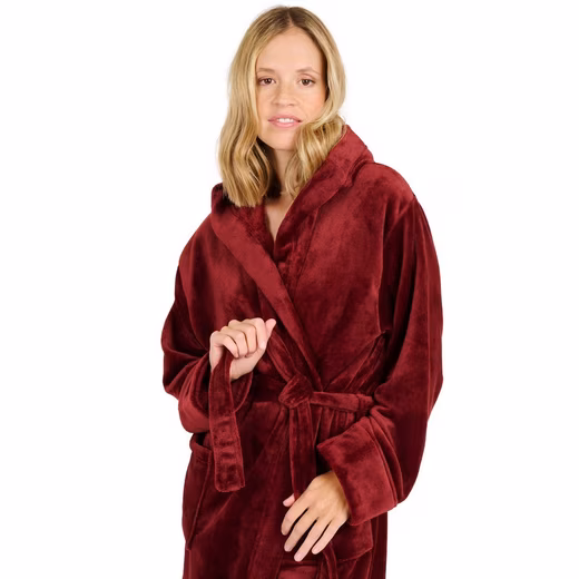 Bathrobe Bathrobe women and men - cuddly soft fleece bathrobe with hood & front pocket - Image 4