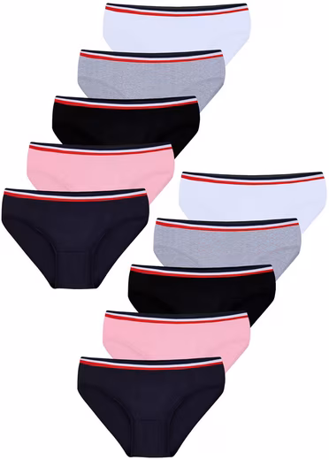 Pack of 10 girls' briefs - stripes - colorful Value pack, 10 pieces