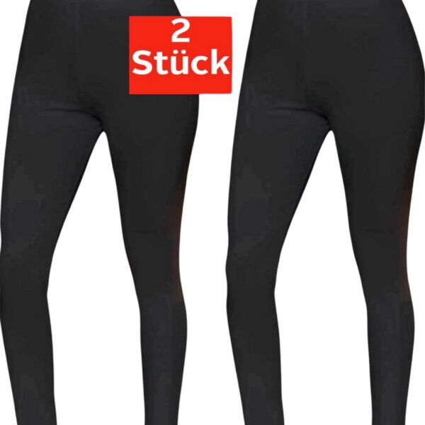 Leggings Women's Long Johns Made of Cotton Black A2135
