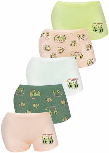 Panty set of 5 girls' panties - Avocado - Colorful Value pack, 5 pieces