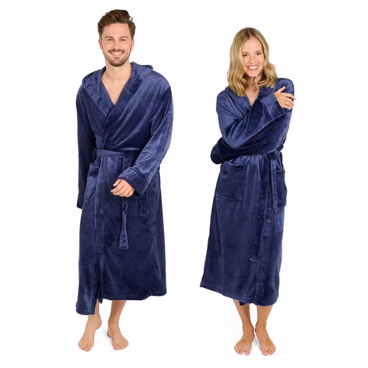 Bathrobe Bathrobe women and men - cuddly soft fleece bathrobe with hood & front pocket - Image 10