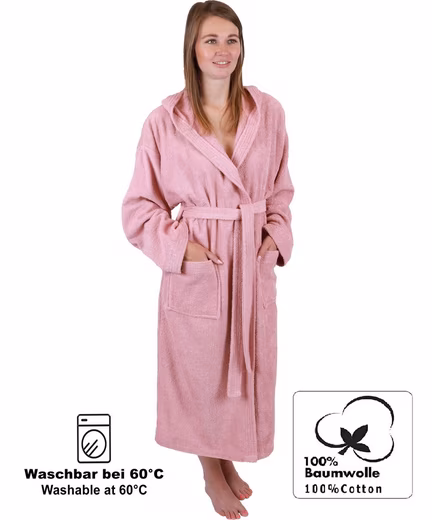 Bathrobe sauna robe with hood BERLIN for men and women Calf-length, 100% cotton, hood, belt - Image 10