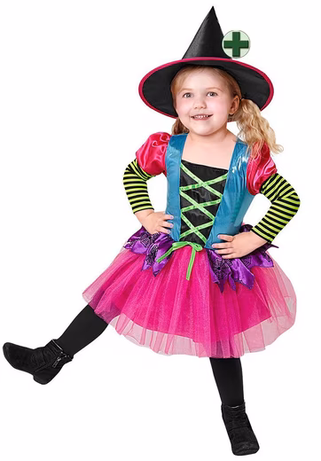 Witch costume colorful witch dress with witch hat children Children's costume girl's costume Halloween dress with hat