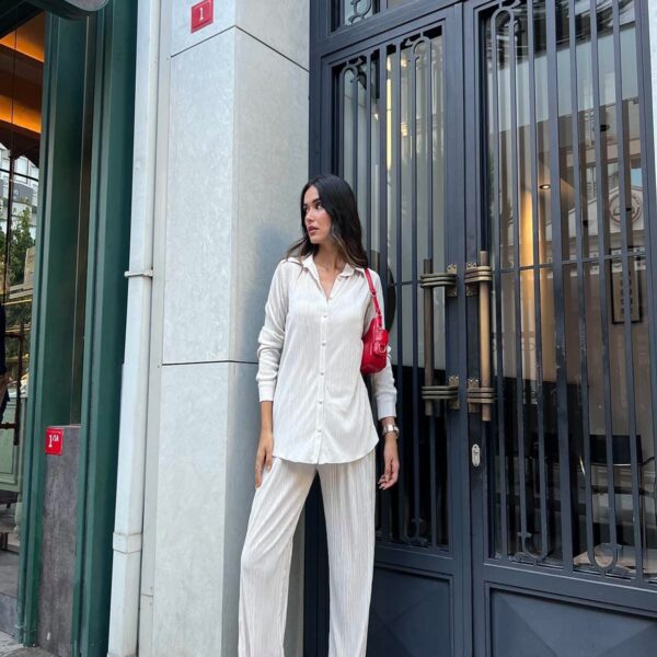 Trouser suit 2-piece set with stone decoration