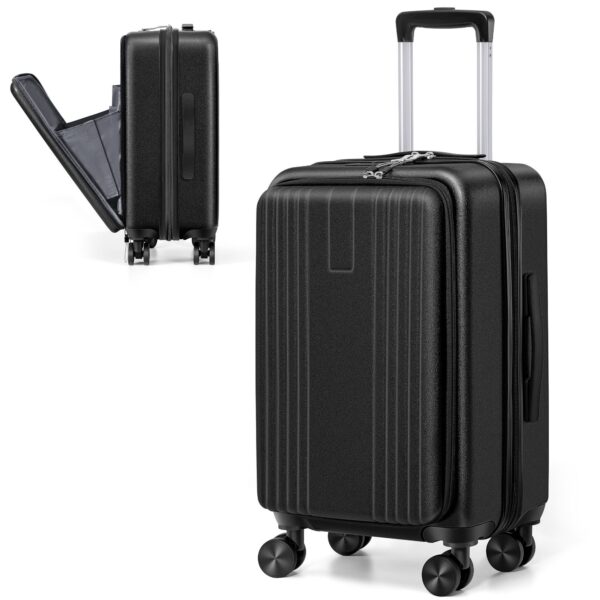 Business suitcase trolleys with laptop compartment, lightweight rolling suitcase made of ABS hard shell