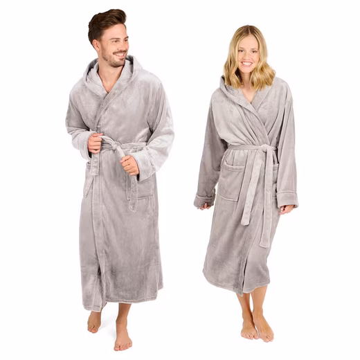 Bathrobe Bathrobe women and men - cuddly soft fleece bathrobe with hood & front pocket - Image 13