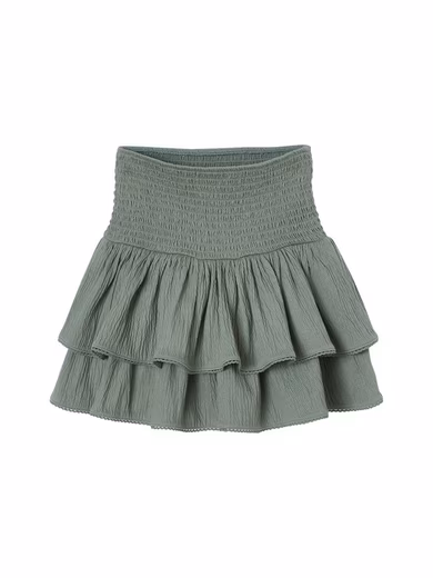 Miniskirt girls flounce skirt with smocked waist