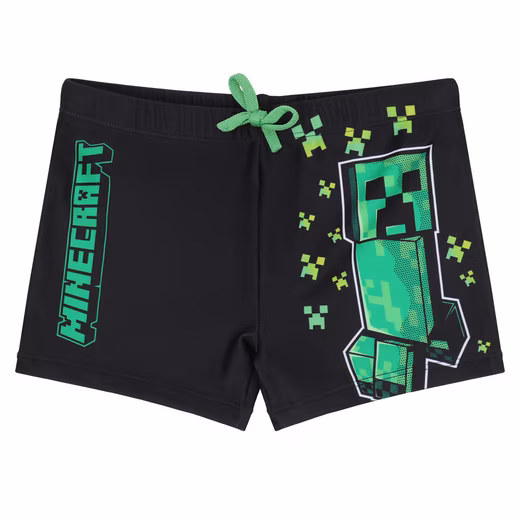 Minecraft swim shorts with elastic waistband