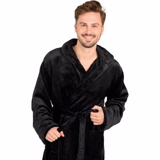 Bathrobe Bathrobe women and men - cuddly soft fleece bathrobe with hood & front pocket - Image 16