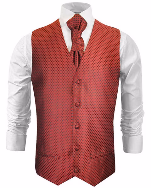 Suit vest wedding vest with plastron set 2-piece - dotted men's ves