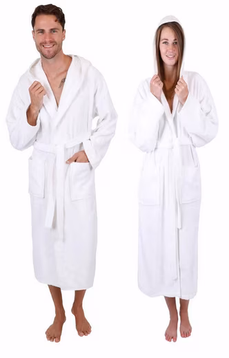 Bathrobe sauna robe with hood BERLIN for men and women Calf-length, 100% cotton, hood, belt - Image 15