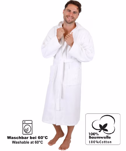 Bathrobe sauna robe with hood BERLIN for men and women Calf-length, 100% cotton, hood, belt - Image 17