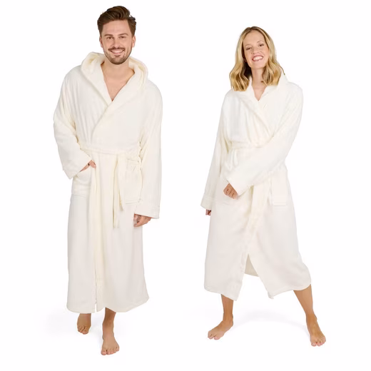Bathrobe Bathrobe women and men - cuddly soft fleece bathrobe with hood & front pocket - Image 19