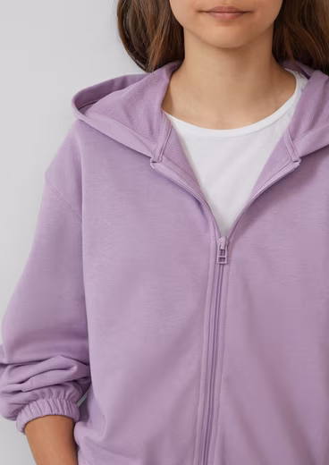 Sweat jacket Shortened with hood and dropped shoulders