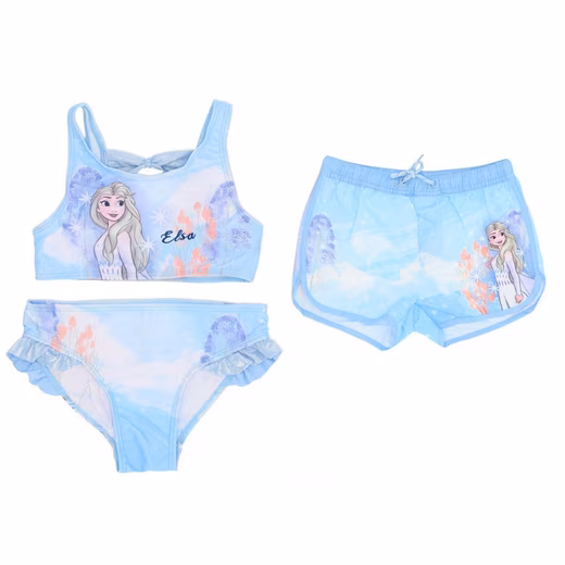 Bustier Bikini Bathing Set for Girls – Bikini & Shorts for Kids (The set also includes a pair of swim shorts) ideal for beach and swimming pool, perfect for holidays