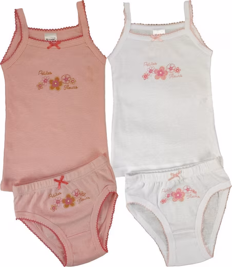 Undershirt 4-piece girls underwear set undershirts briefs cotton; (4-piece) patterned