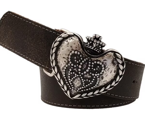 Leather belt traditional belt "Herzerl" MADE IN GERMANY - Genuine leather