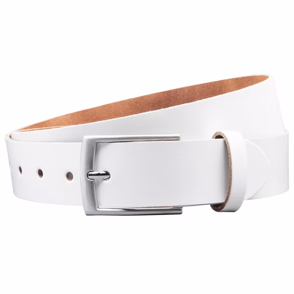 Leather belt OM421-SL-White MADE IN GERMANY, White, Can be shortened, 100% genuine leather
