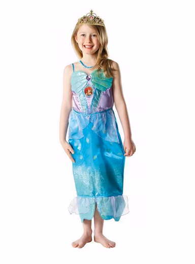 Disney Princess Ariel Costume Size 110-116 Sleeveless strap dress with lots of glitter