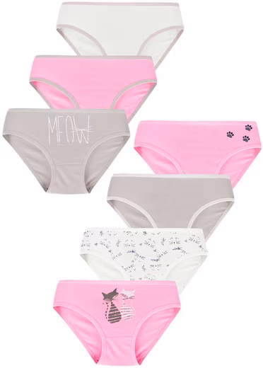 Set of 7 girls' briefs - Cats - Colorful Value pack, 7 pieces