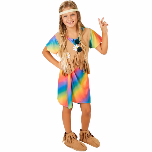 Hippie costume girl costume flower child Colorful dress