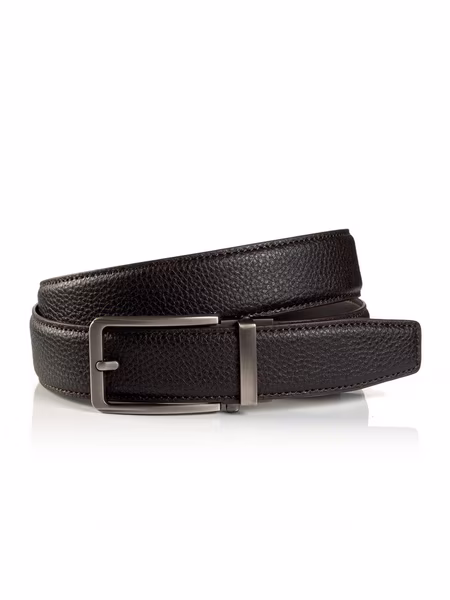 Leather belt 3.5 cm wide, classic business, automatic clasp