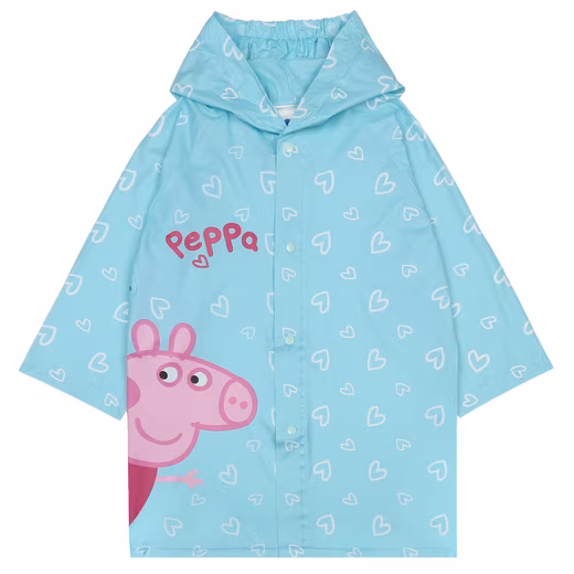 Peppa Pig Raincoat Turquoise Raincoat with Hood, Cape for Girls 4-5 Years