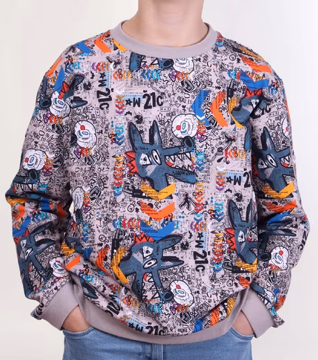Sweater children's sweatshirt boys' sweater with colored graffiti print Cotton, Made in Europe