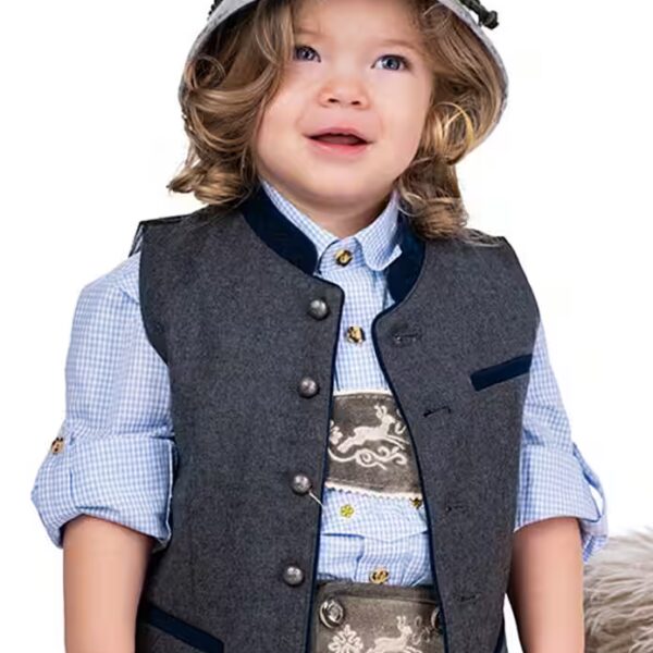 Traditional jacket children's vest - RODING KID - gray/blue