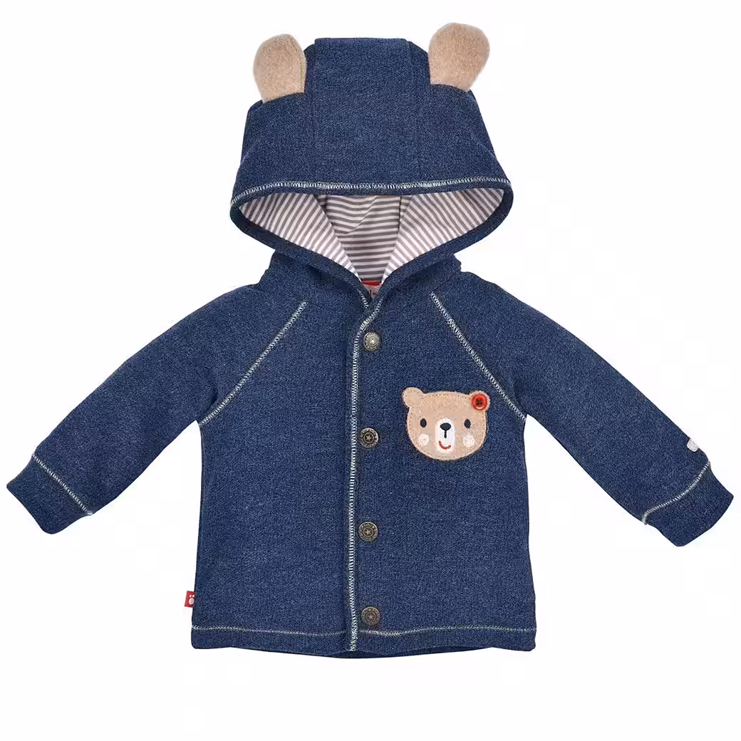 Traditional jacket BONDI baby jacket 'bear' with hood 93760, Navy