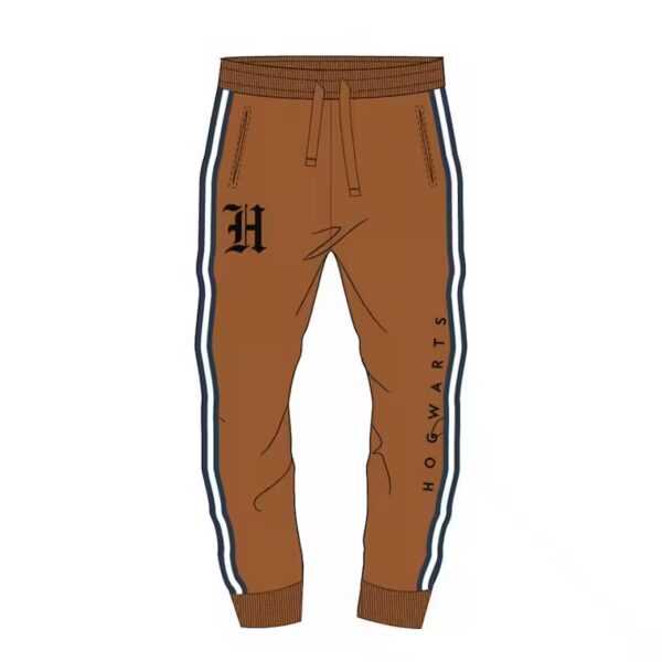 Sweatpants Harry Potter casual/jogging pants, brown, "Hogwarts" lettering