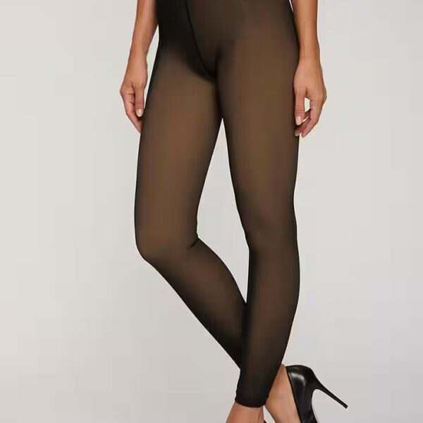 Stocking leggings transparent look with warming inner fleece