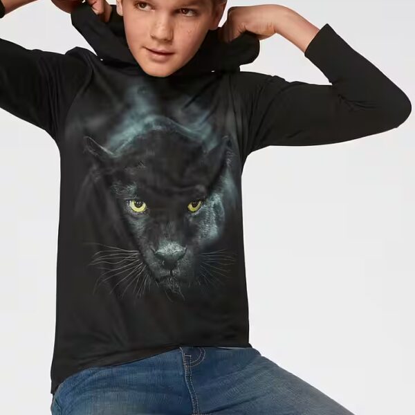 Hooded shirt PANTHER - photo print