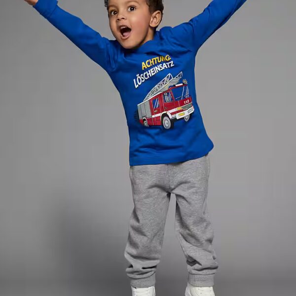 Long-sleeved shirt with fire brigade print: ATTENTION FIREFIGHTING OPERATION