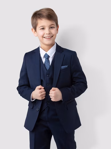 Children's Suit Luxurious Boys Suit, Communion Suit, 6-piece, in Dark Blue (jacket, waistcoat, shirt, trousers, tie and pocket square) festive, elegant