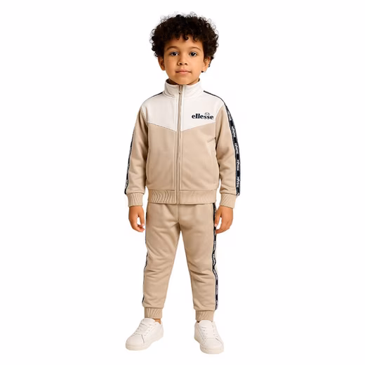 Tracksuit Ellesse children's sports suit beige boys + girls jogging suit (Set, children's jacket + trousers), children's sports jacket + sports trousers