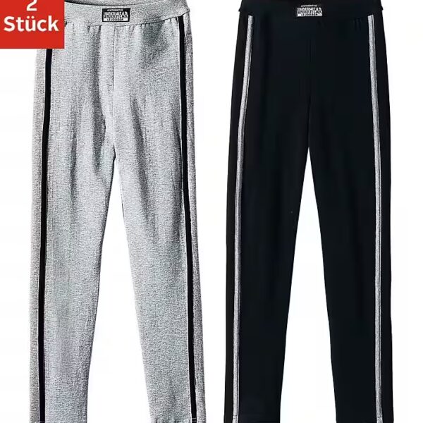 Leggings (pack of 2) ideal for cold days, with sporty stripes on the sides