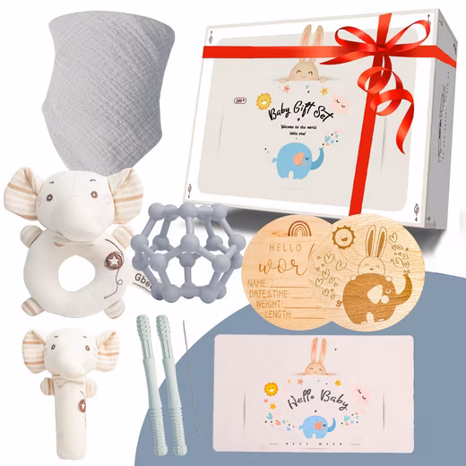 Newborn Gift Set, Birth Boy, Baby Gift, Rattle