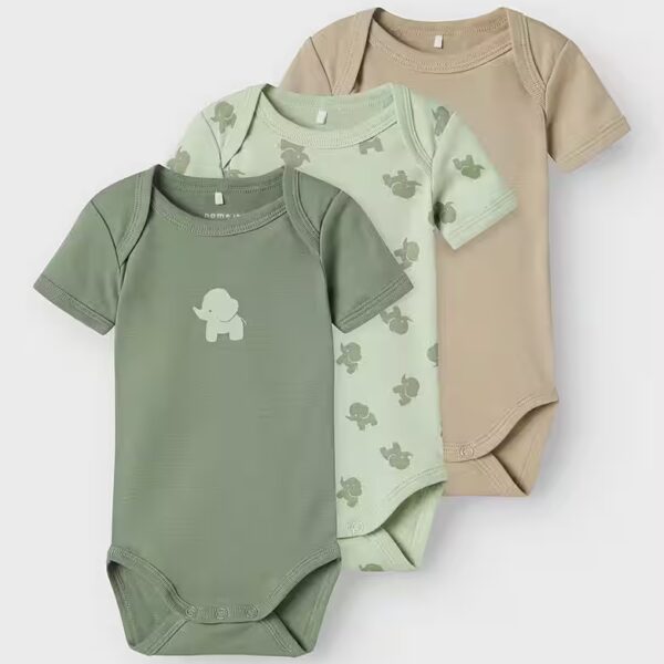 Short-sleeved body NBMBODY 3P SS SEA FOAM ELEPHANT NOOS Pack, 3 pieces